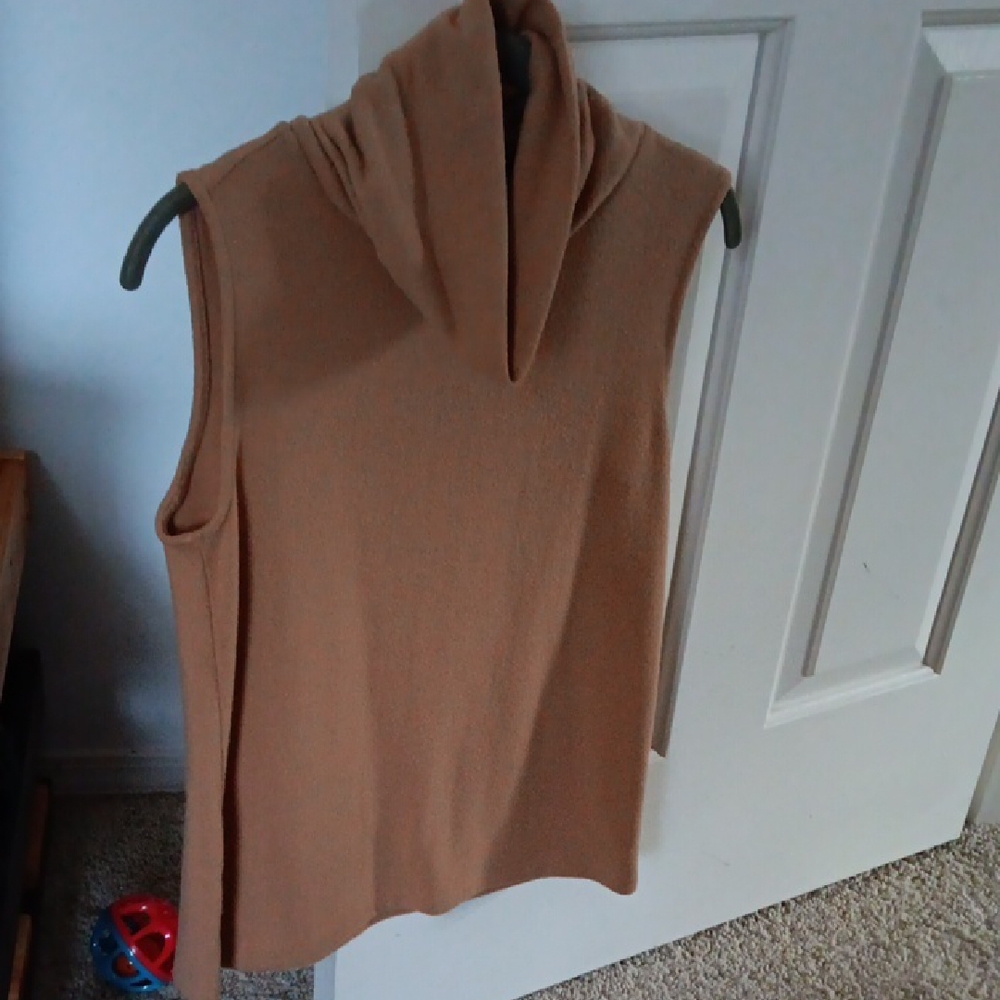 Women's Sleeveless Cowl Neck Sweater - Camel